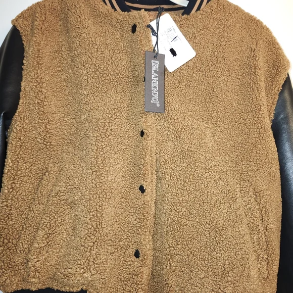 Blanknyc Sherpa Brown and Black Varsity Jacket - Picture 2 of 4